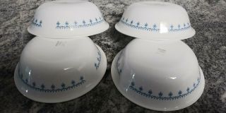 Set 4 Corelle Snowflake Blue Garland 6 1/4” Soup Cereal Bowls