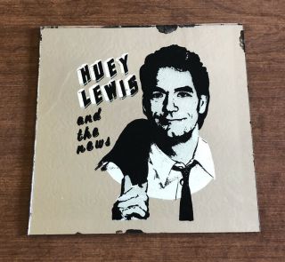 Vintage Huey Lewis & The News 6x6 Carnival Prize Bar Mirror Painted Glass