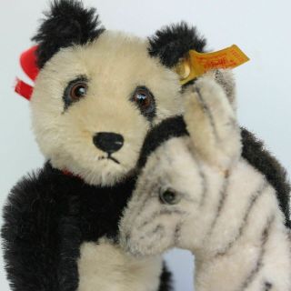 Adorable Steiff Panda Miniature Teddy Bear W Button & Flag & Educa Zebra