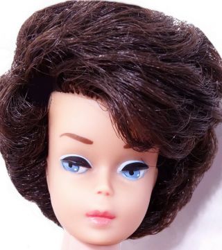 Gorgeous Vintage Huge Dark Brunette Bubble Cut Barbie Doll With Massive Hair
