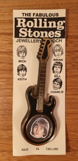 The Rolling Stones,  Brian Jones,  Vintage Invicta Plastics Guitar Brooch 1960s