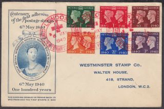 1940 Stamp Centenary Westminser Fdc; London Red Cross Exhibition Shs
