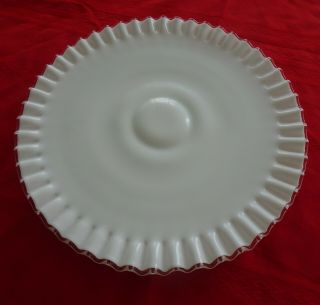 Fenton Silver Crest Ruffled White Milk Glass 12 " Low Pedestal Cake Plate