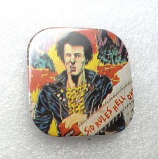 Unusual Vintage Sex Pistols Punk Rock Pin Badge Sid Vicious Rules Hell Ok