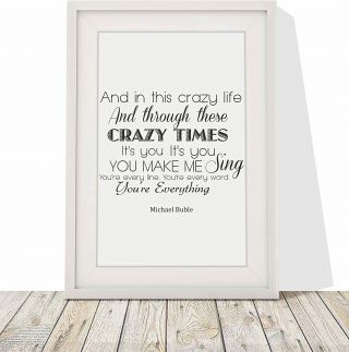 Michael Buble Everything Song Lyrics Framed Print With Mount 12 X 10 Inch