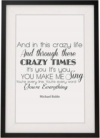 Michael Buble Everything Song Lyrics Framed Print With Mount 12 x 10 Inch 2
