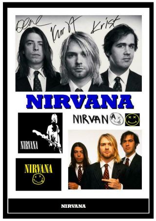 (185) Kurt Cobain Nirvana Signed A4 Photo//framed (reprint) Great Gift @@@@@@@@