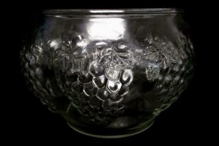 Vintage Indiana Glass Punch Bowl Clear Large Dish Grape Pattern