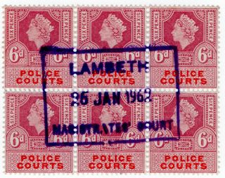 (i.  B) Elizabeth Ii Revenue : Police Courts 6d (lambeth Magistrate 