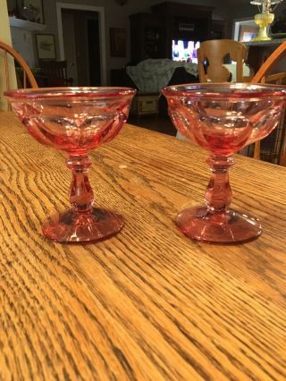 Imperial Glass,  Old Williamsburg,  Light Pink,  Champagne/ Tall Sherbet Glass X2