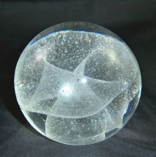 Clear Art Glass Paperweight Controlled Bubble Tube Spiral
