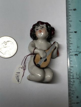 2.  5” Antique German Porcelain Half 1/2 Doll Full BodyCherub Baby Mandolin Singin 2