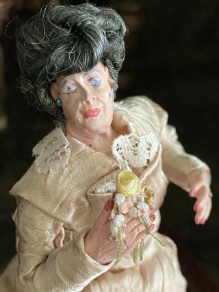 Vintage Miniature Dollhouse Doll Marcia Backstrom Sculpted Romantic Older Woman