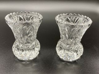 Set Of Two Lead Crystal 24 Bud Vases/toothpick Holders Small - 3 "