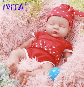 Ivita 14”full Body Silicone Baby Girl.  Eyes Close Newborn