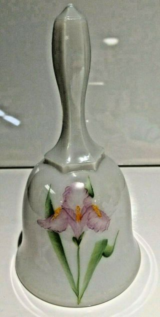 Vintage Fenton White Glass Hand Painted Iris Signed By Donna R.  With Sticker
