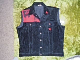 The Clash Black Sleveless Levi Jacket Front & Back Detail Retro Punk