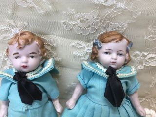 Antique German All Bisque Boy & Girl Dolls Doll House 2