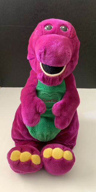 Giant 1990 Singing Barney The Purple Dinosaur 24 " Plush Sings " I Love You " Big