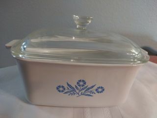 Vintage Corningware P - 4 - B Blue Cornflower Loaf Pan With Pyrex Lid P - 4 - C
