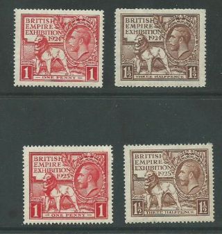 Gb Kgv 1924 - 1925 British Empire Exhibition Both Sets Sg430 - 433 (5071)