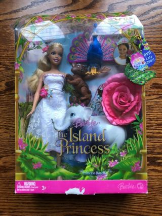 Bn 2007 Island Princess Rosella Barbie Doll In White Dress W/animals