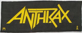 Anthrax Vintage Printed Large Patch Thrash Metal Nyhc Heavy Metal 1986