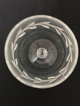 Four (4) Vintage Crystal Wine Water Goblets Etched Laurel Vine 6 1/8 