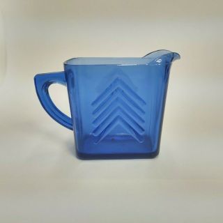 Vintage Hazel Atlas Creamer Pitcher Cobalt Blue Depression Glass Holds 1.  5 Cups
