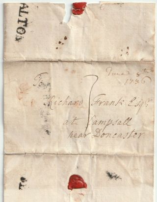 1736 Malton Pmk Letter R Langley At Grimston To Richard Frank Campsall Doncaster