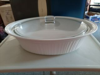 Corning Ware French White 4 Quart Oval Roaster With Glass Lid