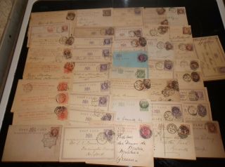 Queen Victoria Pre Paid Post Cards X 40.  Great Postmark Interest As Per 10 Scans