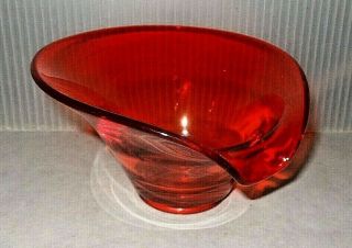 Mid Century Modern Vintage Viking Glass Epic 6.  5 " Ruby Red Lipped Bon Bon Dish