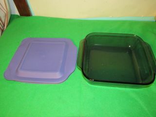Vtg Pyrex Purple Amethyst 8x8 Casserole Square Brownie Glass Pan Baking 222 Euc