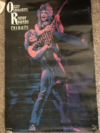 Rare 1987 Ozzy Osbourne Randy Rhoads Tribute Poster Randall Rhoads Estate Metal