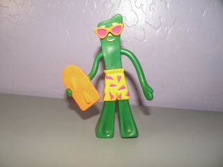 Vintage Prema 1989 Gumby Figure With Surfboard Sunglasses Beach Ware 5 "