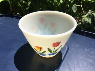 Vintage Fire King Tulips Bowl 5 1/2 " X 4 " Milk Glass Mid Century Modern