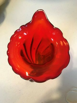 Gorgeous Ruby Red Art Glass Cornucopia Vase - Horn Of Plenty possibly Murano 3