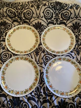 Set Of 4 Corelle By Corning 10 1/4 " Dinner Plates Spice Of Life Pattern