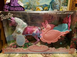 Vintage Lila Unicorn And Carriage Barbie Horse & Carriage