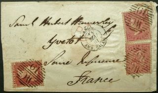 Gb May 1861 Qv Postal Cover W/ 9d Rate From London To France - See