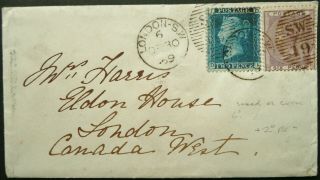 Gb 30 Dec 1859 Qv Postal Cover W/ 8d Rate From London To Canada - See