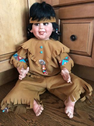 Fayzah Spanos Native American Doll 24 " Signed 004/1500 Vinyl 1993