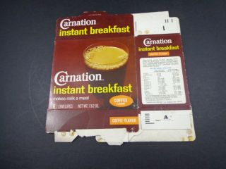 Dfgh Carnation Instant Breakfast Drink - Coffee - 1970s Empty Flat Box Vintage
