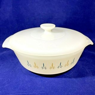 Vintage Fire King Candle Glow Covered Casserole W Lid Lug Handles 1 Qt 436