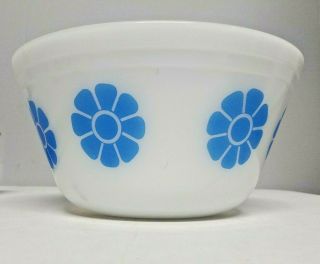Vintage Daisy Blue Flower 7  Federal Mixing Bowl Milk Glass