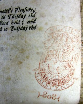 1780 Revolutionary War London Newspaper With Red British Halfpenny Tax Stamp