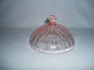 Hazel Atlas Colonial Block Pink Depression Glass Lid To Butter Dish
