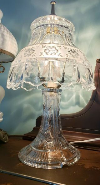 Bleikristall Anna Hutte Germany Lead Crystal Glass Boudoir/bed/lamp Marked