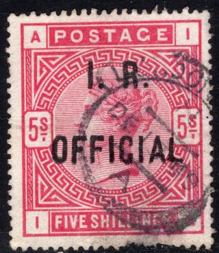 5.  20.  Great Britain.  1882 - 1901 I.  R.  Official 5sh.  Victoria,  Sg.  O9,  Sco8.  Badly